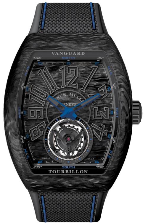 Best FRANCK MULLER Vanguard Tourbillon Carbon - Blue V 45 T CARBON (BL) (CAR. NR NR) Replica Watch